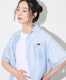 FRUIT OF THE LOOM × FREAK'S STORE/フルーツオブザルーム 別注 シアー ストライプ 半袖シャツ/シアーシャツ