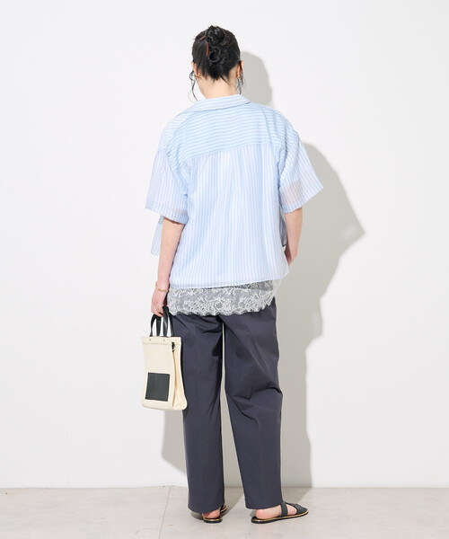 FREAK'S STORE(フリークスストア)の「FRUIT OF THE LOOM × FREAK'S STORE/フルーツオブザルーム 別注 シアー ストライプ 半袖シャツ/シアーシャツ(シャツ/ブラウス・レディース・ピンク/オフホワイト/ブルー・フリ-)」の20枚目の写真