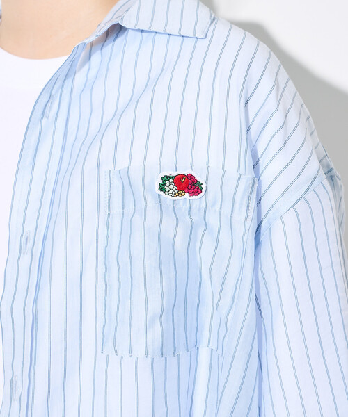 FREAK'S STORE(フリークスストア)の「FRUIT OF THE LOOM × FREAK'S STORE/フルーツオブザルーム 別注 シアー ストライプ 半袖シャツ/シアーシャツ(シャツ/ブラウス・レディース・ピンク/オフホワイト/ブルー・フリ-)」の15枚目の写真