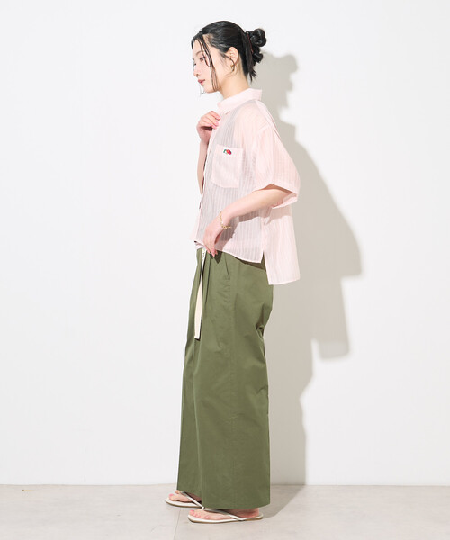 FREAK'S STORE(フリークスストア)の「FRUIT OF THE LOOM × FREAK'S STORE/フルーツオブザルーム 別注 シアー ストライプ 半袖シャツ/シアーシャツ(シャツ/ブラウス・レディース・ピンク/オフホワイト/ブルー・フリ-)」の18枚目の写真