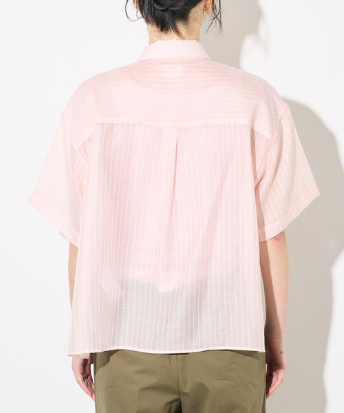 FREAK'S STORE(フリークスストア)の「FRUIT OF THE LOOM × FREAK'S STORE/フルーツオブザルーム 別注 シアー ストライプ 半袖シャツ/シアーシャツ(シャツ/ブラウス・レディース・ピンク/オフホワイト/ブルー・フリ-)」の6枚目の写真