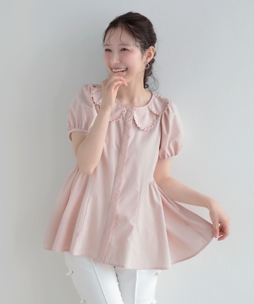 Fit more(フィットモア)の「クールタッチフラワーレース衿ブラウス(シャツ/ブラウス・レディース・ベビーピンク/ホワイト/ライトブルー・FREE)」の3枚目の写真