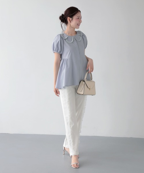 Fit more(フィットモア)の「クールタッチフラワーレース衿ブラウス(シャツ/ブラウス・レディース・ベビーピンク/ホワイト/ライトブルー・FREE)」の5枚目の写真