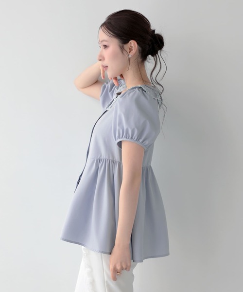 Fit more(フィットモア)の「クールタッチフラワーレース衿ブラウス(シャツ/ブラウス・レディース・ベビーピンク/ホワイト/ライトブルー・FREE)」の7枚目の写真