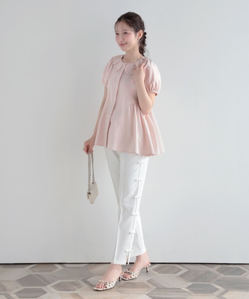 Fit more(フィットモア)の「クールタッチフラワーレース衿ブラウス(シャツ/ブラウス・レディース・ベビーピンク/ホワイト/ライトブルー・FREE)」の9枚目の写真