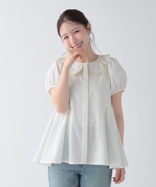 Fit more(フィットモア)の「クールタッチフラワーレース衿ブラウス(シャツ/ブラウス・レディース・ベビーピンク/ホワイト/ライトブルー・FREE)」の12枚目の写真