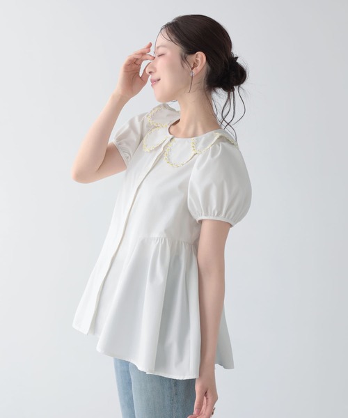 Fit more(フィットモア)の「クールタッチフラワーレース衿ブラウス(シャツ/ブラウス・レディース・ベビーピンク/ホワイト/ライトブルー・FREE)」の13枚目の写真