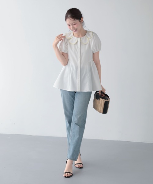 Fit more(フィットモア)の「クールタッチフラワーレース衿ブラウス(シャツ/ブラウス・レディース・ベビーピンク/ホワイト/ライトブルー・FREE)」の14枚目の写真