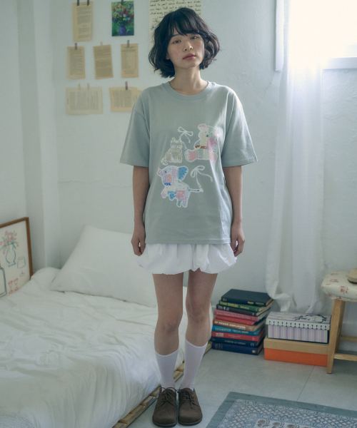 ambler(エムブラー)の「ヴィンテージベアグラフィック半袖Tシャツ AS1314 (グリーン)(Tシャツ/カットソー・レディース・その他・MEDIUM/SMALL)」の4枚目の写真