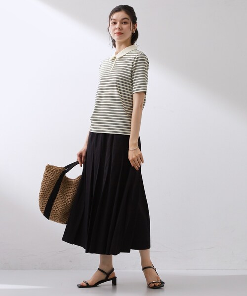 THE SHOP TK （ザ ショップ ティーケー ）の「レトロボーダーポロシャツ（ポロシャツ・レディース・ホワイト系5/アイボリー系2/ブラック系その他3・12/13）」の6枚目の写真
