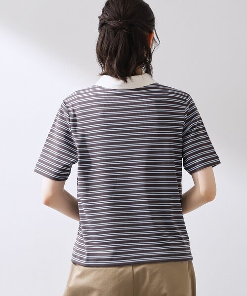 THE SHOP TK （ザ ショップ ティーケー ）の「レトロボーダーポロシャツ（ポロシャツ・レディース・ホワイト系5/アイボリー系2/ブラック系その他3・12/13）」の13枚目の写真