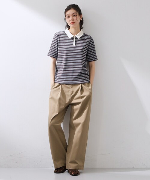 THE SHOP TK （ザ ショップ ティーケー ）の「レトロボーダーポロシャツ（ポロシャツ・レディース・ホワイト系5/アイボリー系2/ブラック系その他3・12/13）」の14枚目の写真