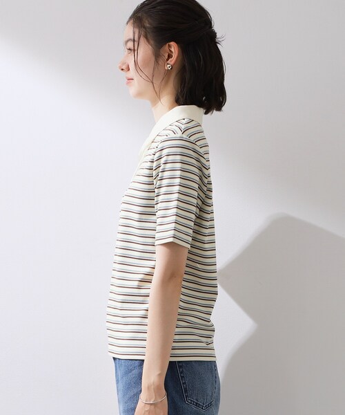THE SHOP TK （ザ ショップ ティーケー ）の「レトロボーダーポロシャツ（ポロシャツ・レディース・ホワイト系5/アイボリー系2/ブラック系その他3・12/13）」の17枚目の写真