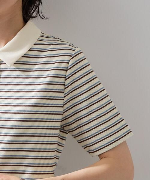 THE SHOP TK （ザ ショップ ティーケー ）の「レトロボーダーポロシャツ（ポロシャツ・レディース・ホワイト系5/アイボリー系2/ブラック系その他3・12/13）」の20枚目の写真