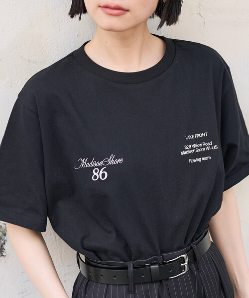 FREAK'S STORE(フリークスストア)の「ワンポイント刺繍 ロゴTシャツ(Tシャツ/カットソー・レディース・ブラック/オフホワイト/ブルー・フリ-)」の10枚目の写真