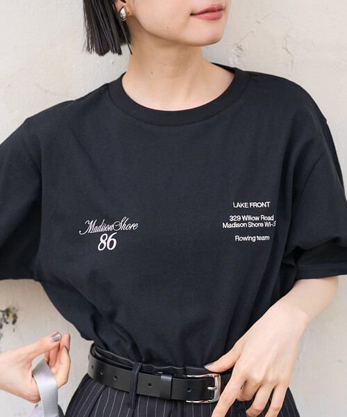 FREAK'S STORE(フリークスストア)の「ワンポイント刺繍 ロゴTシャツ(Tシャツ/カットソー・レディース・ブラック/オフホワイト/ブルー・フリ-)」の11枚目の写真