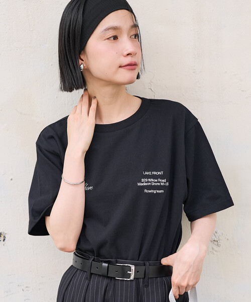 FREAK'S STORE(フリークスストア)の「ワンポイント刺繍 ロゴTシャツ(Tシャツ/カットソー・レディース・ブラック/オフホワイト/ブルー・フリ-)」の12枚目の写真