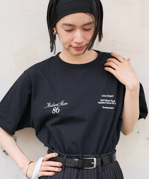 FREAK'S STORE(フリークスストア)の「ワンポイント刺繍 ロゴTシャツ(Tシャツ/カットソー・レディース・ブラック/オフホワイト/ブルー・フリ-)」の19枚目の写真