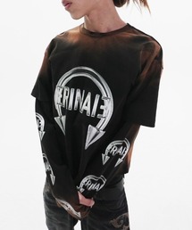 【E RIN AI E】PIERCED RUST DOUBLE LONG SLEEVE T / 【オリンアイ】ピアスグラフィックプリントレイヤード長袖Tシャツ