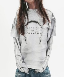 E RIN AI E（オリンアイ）の「【E RIN AI E】PIERCED RUST DOUBLE LONG SLEEVE T / 【オリンアイ】ピアスグラフィックプリントレイヤード長袖Ｔシャツ（Tシャツ/カットソー）」