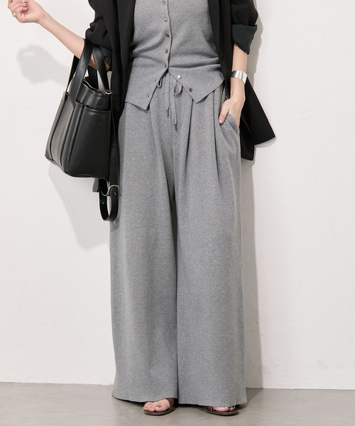 JOURNAL STANDARD(ジャーナルスタンダード)の「《追加》WASHABLE コットンシルクミックスタックワイドパンツ(その他パンツ・レディース・ブラック/ベージュ/グレー・FREE)」の3枚目の写真