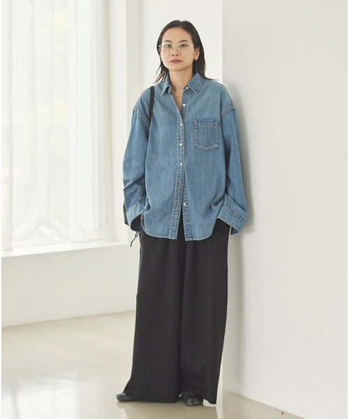 JOURNAL STANDARD(ジャーナルスタンダード)の「《追加》WASHABLE コットンシルクミックスタックワイドパンツ(その他パンツ・レディース・ブラック/ベージュ/グレー・FREE)」の4枚目の写真