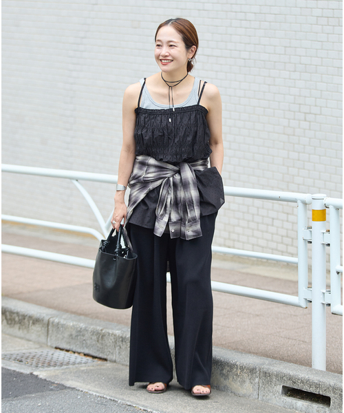 JOURNAL STANDARD(ジャーナルスタンダード)の「《追加》WASHABLE コットンシルクミックスタックワイドパンツ(その他パンツ・レディース・ブラック/ベージュ/グレー・FREE)」の5枚目の写真