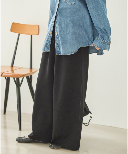 JOURNAL STANDARD(ジャーナルスタンダード)の「《追加》WASHABLE コットンシルクミックスタックワイドパンツ(その他パンツ・レディース・ブラック/ベージュ/グレー・FREE)」の12枚目の写真