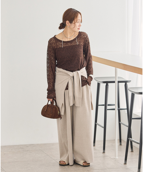 JOURNAL STANDARD(ジャーナルスタンダード)の「《追加》WASHABLE コットンシルクミックスタックワイドパンツ(その他パンツ・レディース・ブラック/ベージュ/グレー・FREE)」の17枚目の写真