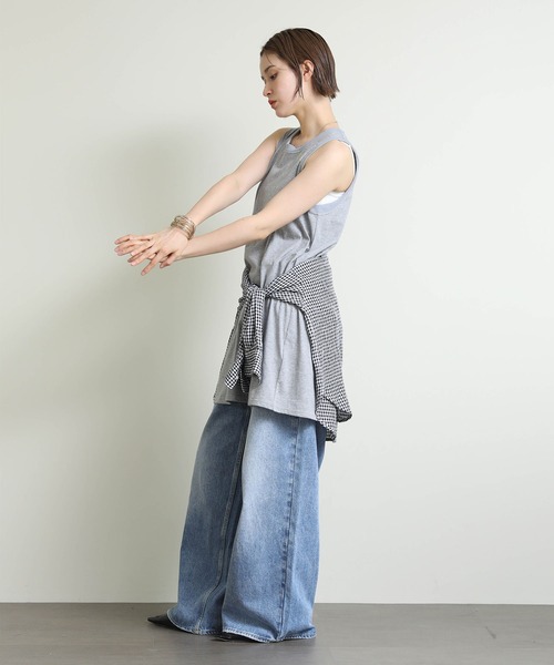 Re Fiina（フィーナ）の「ＭＡＶＥＲＩＣＫチュニック（Tシャツ/カットソー・レディース・ブラック/オフホワイト/グレー・FREE）」の5枚目の写真