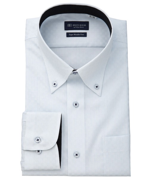 TOKYO SHIRTS(トウキョウシャツ)の「【超形態安定】 形態安定ノンアイロン ボタンダウン 長袖ビジネスワイシャツ(大きいサイズ・長いサイズ)(ビジネスシャツ・メンズ・サックスブルー・首回り39cm-裄丈88cm/首回り41cm-裄丈90cm/首回り45cm-裄丈86cm/首回り47cm-裄丈90cm)」の1枚目の写真