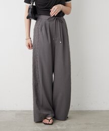 【履くだけで旬顔に】サイドレースタックワイドパンツ