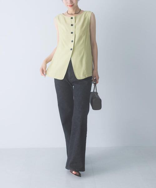 URBAN RESEARCH ROSSO WOMEN(アーバンリサーチ ロッソ)の「CHIGNON 麻ミックスジレトップス(ベスト・レディース・オフホワイト/イエロー・FREE)」の7枚目の写真