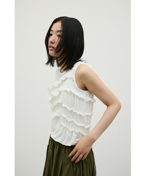 STYLEMIXER(スタイルミキサー)の「ティアードギャザータンクトップ(タンクトップ・レディース・ホワイト/ブラック/バーガンディー・FREE)」の8枚目の写真