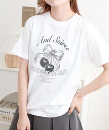 &soiree 【シルエット選べる2サイズ】レトロチェリーTシャツ 半袖