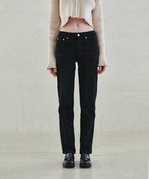 起毛ストレートフィットウォッシングデニムパンツ[ブラック]