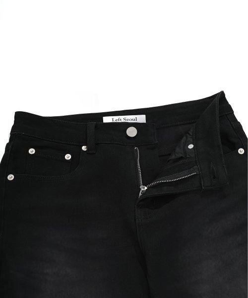 LEFTSEOUL（レフトソウル）の「起毛ストレートフィットウォッシングデニムパンツ[ブラック]（デニムパンツ・レディース・その他・LARGE/MEDIUM/SMALL）」の3枚目の写真