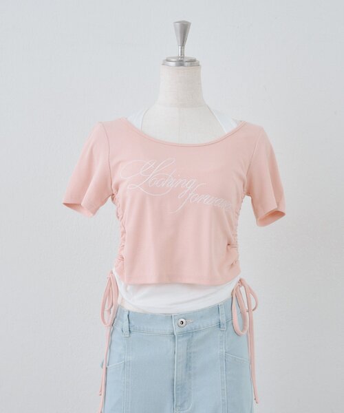 continuer de NICE CLAUP（コンティニューデナイスクラップ）の「リボンホルター付テレコロゴトップス（Tシャツ/カットソー・レディース・ホワイト系その他/ブラック/ピンク/ブラック系その他/オフホワイト・FREE）」の22枚目の写真