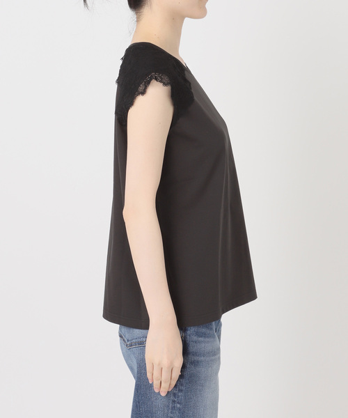 Spick & Span(スピックアンドスパン)の「レースコンビフレンチスリーブTシャツ(Tシャツ/カットソー・レディース・ホワイト/チャコールグレー・FREE)」の9枚目の写真