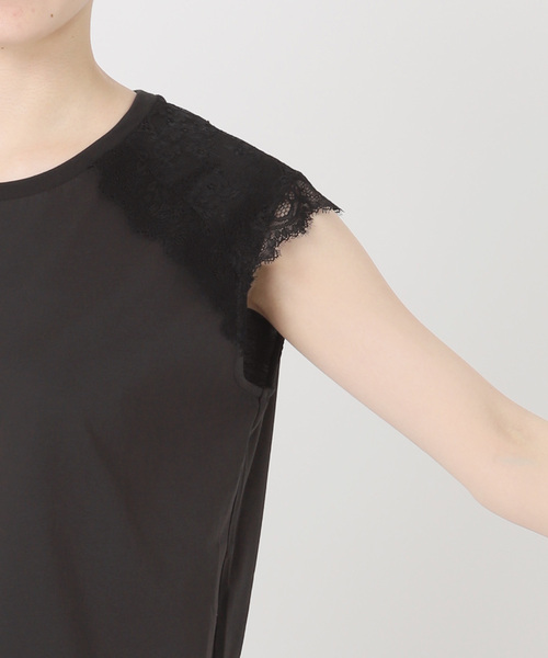 Spick & Span(スピックアンドスパン)の「レースコンビフレンチスリーブTシャツ(Tシャツ/カットソー・レディース・ホワイト/チャコールグレー・FREE)」の10枚目の写真