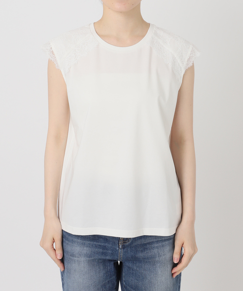 Spick & Span(スピックアンドスパン)の「レースコンビフレンチスリーブTシャツ(Tシャツ/カットソー・レディース・ホワイト/チャコールグレー・FREE)」の14枚目の写真