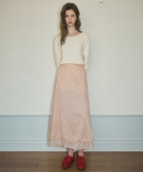 OURNOSTALGIA(アワー ノスタルジア)の「Bloom flower long skirt_Orange flower(O25-SK01)(スカート・レディース・オレンジ・MEDIUM/SMALL)」の3枚目の写真