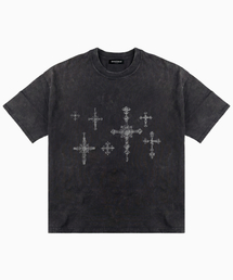 SPクロスシェイプピグメント半袖Tシャツブラック