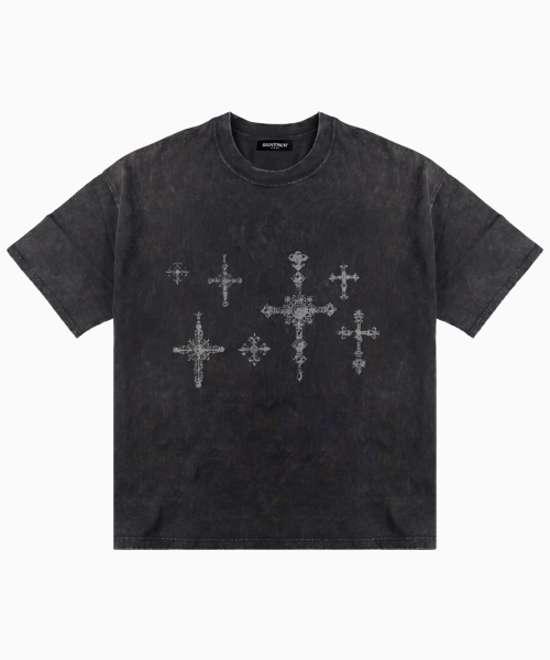 SAINTPAIN(セイントペイン)の「SPクロスシェイプピグメント半袖Tシャツブラック(Tシャツ/カットソー・レディース・その他・LARGE/MEDIUM)」の1枚目の写真