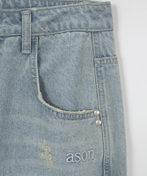 ASON（アズオン）の「SUNFADE DENIM PANTS / LIGHT BLUE（デニムパンツ・レディース・その他・SMALL/MEDIUM）」の5枚目の写真
