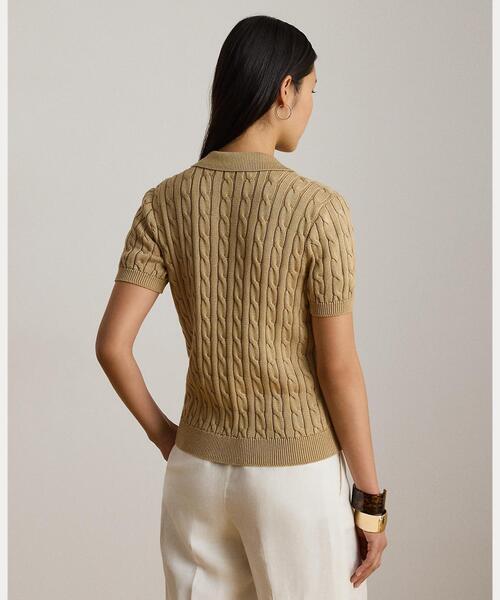 LAUREN RALPH LAUREN（ローレン ラルフ ローレン）の「ケーブル コットンブレンド ショートスリーブ セーター（ニット/セーター・レディース・ブラウン系6・S/M/L/XS/XXS）」の4枚目の写真