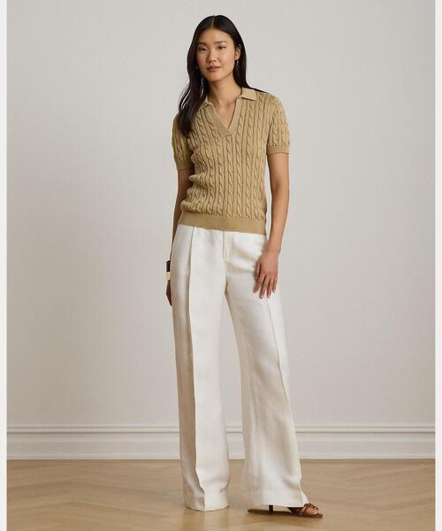 LAUREN RALPH LAUREN（ローレン ラルフ ローレン）の「ケーブル コットンブレンド ショートスリーブ セーター（ニット/セーター・レディース・ブラウン系6・S/M/L/XS/XXS）」の6枚目の写真