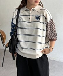 サガラ刺繍モールニットポロ