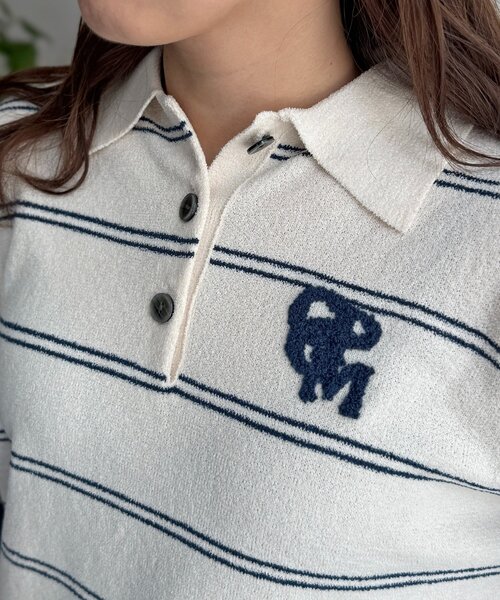 CPCM(シーピーシーエム)の「サガラ刺繍モールニットポロ(ニット/セーター・レディース・アイボリー/ブラウン/ネイビー・FREE)」の5枚目の写真
