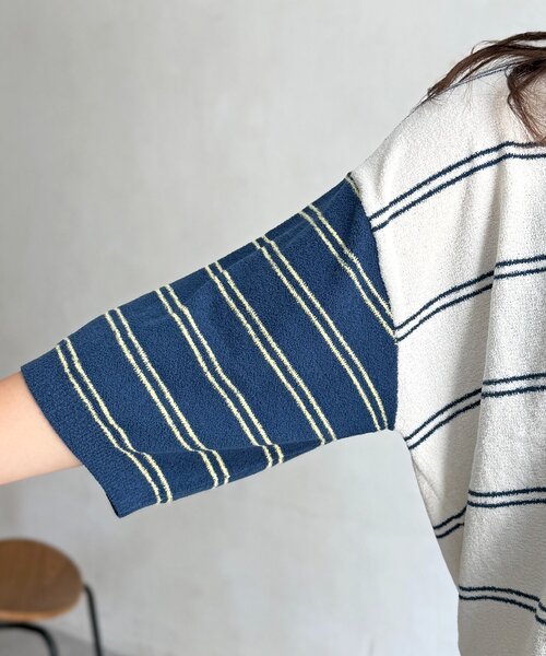 CPCM(シーピーシーエム)の「サガラ刺繍モールニットポロ(ニット/セーター・レディース・アイボリー/ブラウン/ネイビー・FREE)」の7枚目の写真